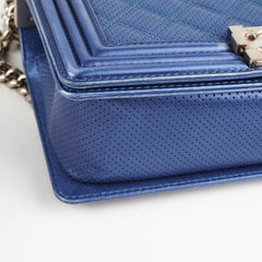 Chanel Old Medium Boy Metallic Blue