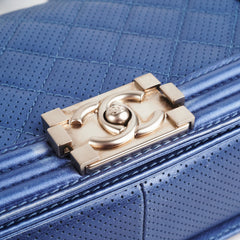 Chanel Old Medium Boy Metallic Blue