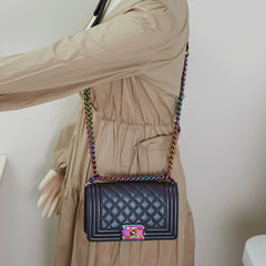 Chanel Small Boy Mermaid Iridescent Purple Shoulder Bag