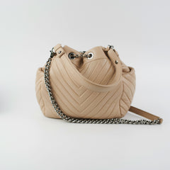 Chanel Chevron Beige Bucket Bag