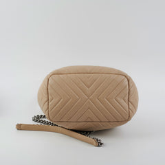 Chanel Chevron Beige Bucket Bag