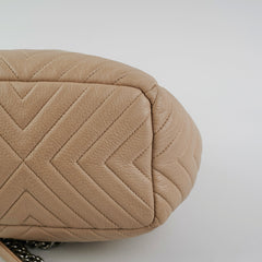 Chanel Chevron Beige Bucket Bag