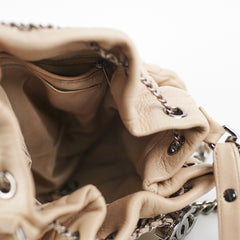 Chanel Chevron Beige Bucket Bag