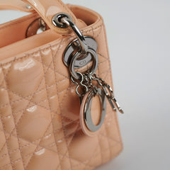 Christian Dior Mini Patent Lady Dior Peach Bag