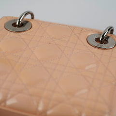 Christian Dior Mini Patent Lady Dior Peach Bag