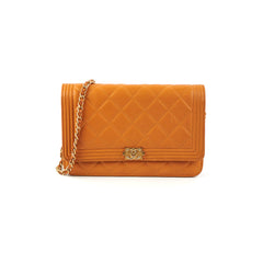Chanel Boy Wallet On Chain WOC Lambskin Brown Crossbody Bag