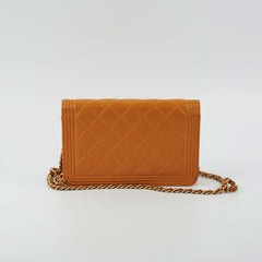 Chanel Boy Wallet On Chain WOC Lambskin Brown Crossbody Bag