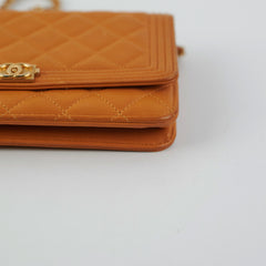 Chanel Boy Wallet On Chain WOC Lambskin Brown Crossbody Bag