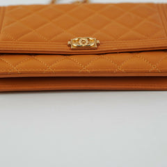 Chanel Boy Wallet On Chain WOC Lambskin Brown Crossbody Bag