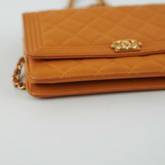 Chanel Boy Wallet On Chain WOC Lambskin Brown Crossbody Bag