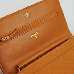 Chanel Boy Wallet On Chain WOC Lambskin Brown Crossbody Bag