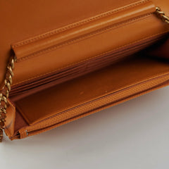Chanel Boy Wallet On Chain WOC Lambskin Brown Crossbody Bag