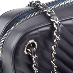 Chanel Double Camera Chevron Quilted Crossbody Bag Black/Dark Purple 26 series
