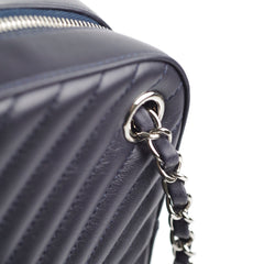 Chanel Double Camera Chevron Quilted Crossbody Bag Black/Dark Purple 26 series