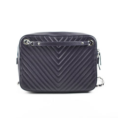 Chanel Double Camera Chevron Quilted Crossbody Bag Black/Dark Purple 26 series