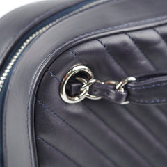 Chanel Double Camera Chevron Quilted Crossbody Bag Black/Dark Purple 26 series