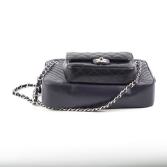 Chanel Double Camera Chevron Quilted Crossbody Bag Black/Dark Purple 26 series