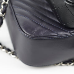 Chanel Double Camera Chevron Quilted Crossbody Bag Black/Dark Purple 26 series