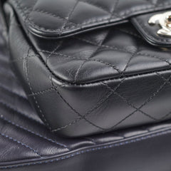 Chanel Double Camera Chevron Quilted Crossbody Bag Black/Dark Purple 26 series