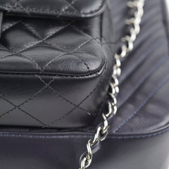 Chanel Double Camera Chevron Quilted Crossbody Bag Black/Dark Purple 26 series