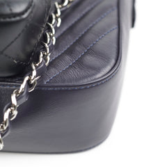 Chanel Double Camera Chevron Quilted Crossbody Bag Black/Dark Purple 26 series