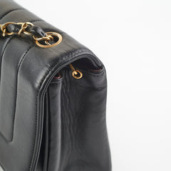 Chanel Vintage Lambskin Vertical Flap Bag Black
