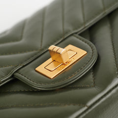 Chanel Mini 2.55 Chevron Reissue Khaki Green (Microchipped)
