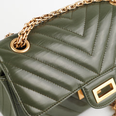 Chanel Mini 2.55 Chevron Reissue Khaki Green (Microchipped)