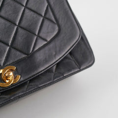 Chanel Vintage Medium Diana Lambskin Black Bag