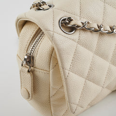 Chanel Easy  Flap Caviar Ivory Shoulder Bag