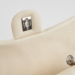 Chanel Easy  Flap Caviar Ivory Shoulder Bag