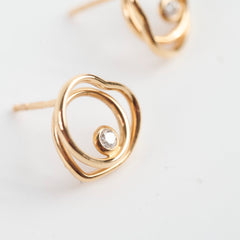 Hermes Boutons D'Oreilles Vertige Coeur TPM Pink Gold