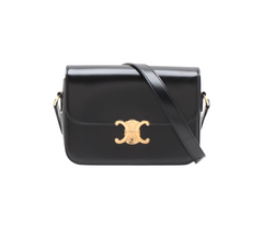 Celine Triomphe Teen Leather Shoulder Bag Black