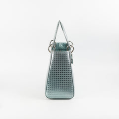 Christian Dior Lady Dior Medium Metallic Blue Patent