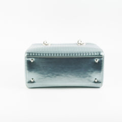 Christian Dior Lady Dior Medium Metallic Blue Patent