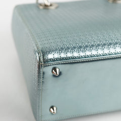 Christian Dior Lady Dior Medium Metallic Blue Patent