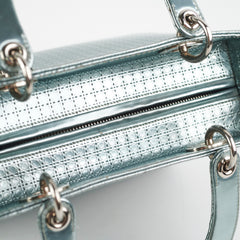 Christian Dior Lady Dior Medium Metallic Blue Patent