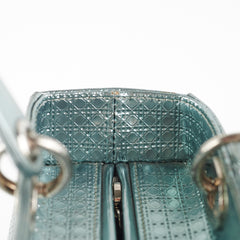 Christian Dior Lady Dior Medium Metallic Blue Patent