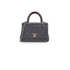 Chanel Coco Handle Mini Caviar Black lizard embossed handle