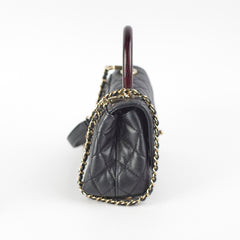 Chanel Coco Handle Mini Caviar Black lizard embossed handle