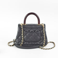Chanel Coco Handle Mini Caviar Black lizard embossed handle