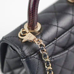 Chanel Coco Handle Mini Caviar Black lizard embossed handle