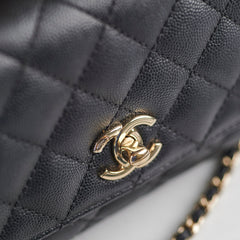 Chanel Coco Handle Mini Caviar Black lizard embossed handle