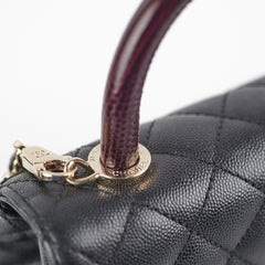 Chanel Coco Handle Mini Caviar Black lizard embossed handle