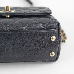 Chanel Coco Handle Mini Caviar Black lizard embossed handle