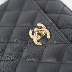 Chanel Coco Handle Mini Caviar Black lizard embossed handle