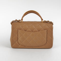 Chanel 22B Top Handle Mini Rectangular Dark Beige Microchip