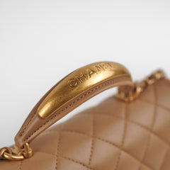 Chanel 22B Top Handle Mini Rectangular Dark Beige Microchip