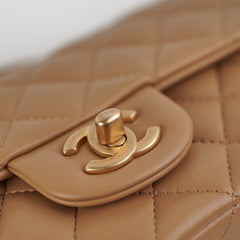 Chanel 22B Top Handle Mini Rectangular Dark Beige Microchip