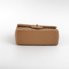 Chanel 22B Top Handle Mini Rectangular Dark Beige Microchip